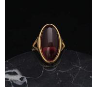 Shein Anillo de acero inoxidable 316 de alta calidad chapado en oro, incrustado con hermosas piedras preciosas sintéticas, anillo ajustable para mujer, rega