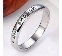 Shein Anillo de acero inoxidable elegante "Yo soy suficiente" inspirador - joyería de uso diario sencilla para todas las estaciones