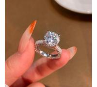 Shein Anillo de compromiso y boda con diamante Moissanite de 5 quilates, montado en 4 garras, de plata esterlina 925, anillo de promesa eterna, regalo de jo