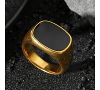 Shein Anillo de inoxidable en color amarillo dorado con acabado de goteo de aceite, de estilo simple y hip hop, adecuado para uso diario y como regalo de va