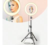 Shein Anillo de luz para selfie, soporte de trípode para teléfono, luz de relleno de fotografía con lámpara de circulo LED, 3 temperaturas de color ajustabl