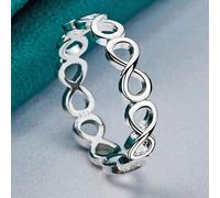 Shein Anillo de plata de ley 925 con diseño de cruz y símbolo del infinito, tallas del 7 al 10, para mujer, joya de moda para boda, compromiso y otros event
