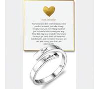 Shein Anillo "Hope Rings - Just Breathe" (1 pieza) - Joyería de aliento de acero inoxidable 304 hipoalergénico y antioxidante, ajustable - Regalo inspirador