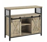 Shein Aparador, Armario de Cocina, Armario de Almacenamiento, con 2 Puertas Correderas, 33 x 100 x 80 cm, Estantes Ajustables, para Salón, Marrón Turquesa y