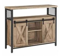 Shein Aparador, Armario de Cocina, Armario de Almacenamiento, con 2 Puertas Correderas, 33 x 100 x 80 cm, Estantes Ajustables, para Salón, Marrón Camello y
