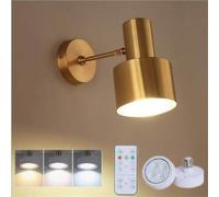 Shein Apliques de pared inalámbricos con batería, en estilo vintage dorado, luces de pared LED inalámbricas con batería de estilo industrial, accesorio de l