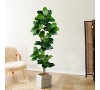 Shein Árbol de magnolia artificial grande de 74-140cm, plantas de goma falsas, ramas de árbol de higuera de plástico con hojas verdes para decoración del ho