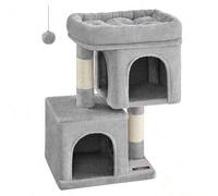 Shein Árbol para Gatitos de hasta 3 kg, Torre de 67 cm, S, Plataforma Grande, 2 Cuevas, Rascador, Gris Claro