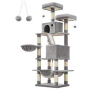 Shein Árbol para Gatos, L, Torre de Gatos de 168 cm de Altura con 13 Poste, 2 Plataformas, 2 Cuevas, Cesta, Hamaca, Pompón, Rascador Multinivel para Gatos G