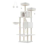 Shein Árbol para Gatos, XXL, Torre de Gatos de 206 cm de Altura con 13 Poste, 2 Plataformas, 2 Cuevas, Cesta, Hamaca, Pompón, Rascador Multinivel para Gatos