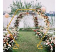 Shein Arco de boda dorado, arco de globos, soporte de flores, 2,2 x 2,5 m, kit de arco de globos de metal, arco de boda de hierro