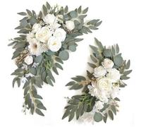 Shein Arco de flores artificiales - Arco de bienvenida de ceremonia con flores artificiales blancas, decoración de ceremonia y recepción de bodas, adecuado