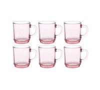 Shein ARISE - Set de 6 Tazas de Vidrio Apilables Duralex Versailles 260ml - Tazas de Colores para Café, Té, Leche o Desayuno - Resistentes y Prácticas, Apta