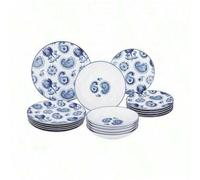 Shein ARISE - Vajilla de 18 Piezas de Porcelana Santa Clara Noia - Juego de Platos Elegante para Comedor y Cocina, Apto para Hogar, Reuniones y Regalos