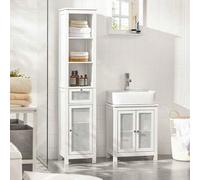 Shein Armario alto de baño BZR36-W con 3 estantes, 1 cajón y 1 gabinete, de 35 cm de ancho x 32 cm de profundidad x 161 cm de alto, decoración de baño, orga