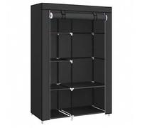 Shein Armario de Tela, Armario de Ropa, con 1 Barra Colgante, 6 Estantes, Tela no Tejida, Marco de Metal, 45 x 105 x 168 cm, para Dormitorio, Pasillo, Negro