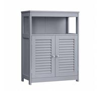 Shein Armario del Baño, Mueble Baño, Armario de Cocina, Organizador con Compartimiento Abierto, Armario Almacenaje con 2 Puertas, 30 x 60 x 80 cm, Gris Palo