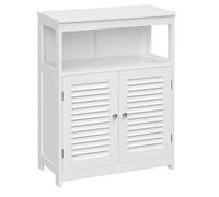 Shein Armario del Baño, Mueble Baño, Armario de Cocina, Organizador con Compartimiento Abierto, Armario Almacenaje con 2 Puertas, 30 x 60 x 80 cm, Blanco