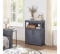 Shein Armario del Baño, Mueble Baño, Armario de Cocina, Organizador con Compartimiento Abierto, Armario Almacenaje con 2 Puertas, 30 x 60 x 80 cm, Gris
