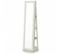 Shein Armario Joyero, Armario para Joyas Independiente con Espejo Entero, Giro de 360°, con Estante y Llave, para Dormitorio, Idea de Regalo, Blanco con Vet