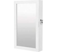 Shein Armario Joyero de Pared, Armario de Joyas con Espejo, Organizador de Joyas para Ahorrar Espacio, Superficie Blanca y Forro Negro, Regalo de Navidad