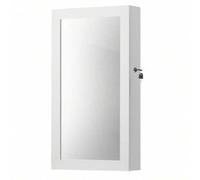 Shein Armario Joyero de Pared, Armario de Joyas con Espejo, Organizador de Joyas para Ahorrar Espacio, Superficie Blanca y Forro Negro, Regalo de Navidad