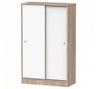 Shein Armario multiusos, mueble auxiliar, 2 puertas correderas, roble Cambrian y blanco, con estantes regulables y tiradores ABS, para entrada o cocina, mel