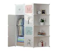 Shein Armario para niños, armario para bebés, armario modular de dibujos animados DIY con puertas, diseño apilable que ahorra espacio, armario portátil para