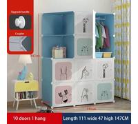 Shein Armario para niños, organizador de almacenamiento modular de dibujos animados DIY con puertas, diseño apilable que ahorra espacio, cómoda portátil con