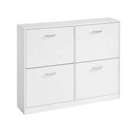 Shein Armario Zapatero con 4 Estantes, Organizador de Zapatos, Separadores Ajustables, para 16-28 Pares, Pasillo, 24 x 105,5 x 82,7 cm, Blanco Nieve