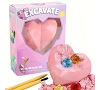 Shein Arqueología Excavando Gemas DIY Manual Excavando Tesoros Fósiles para Niños y Niñas Rompecabezas con Forma de Corazón Juguetes Hechos a Mano Juguetes