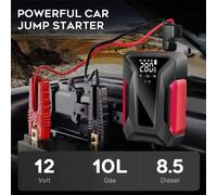 Shein Arrancador portátil de coche con compresor de aire, luz LED de emergencia y batería externa - Carga rápida para teléfonos, portátiles, coches, camione