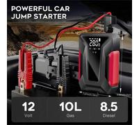 Shein Arrancador portátil de coche con compresor de aire, luz LED de emergencia y batería externa - Carga rápida para teléfonos, portátiles, coches, camione