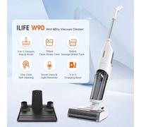 Shein Aspiradora inalámbrica ILIFE W90 para seco y húmedo, 3 en 1: aspira, frega y lava, autolimpiable, depósito de agua de 700 ml, 30 minutos de autonomía