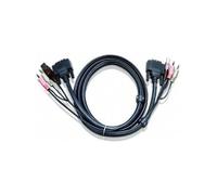 Shein Aten 6ft USB DVI-I Single Link - Switch KVM (1,8m, Negro, DVI-I (M), USB A (M), 2 x 3.5mm Jack, DVI-I (M), USB B (M), 2 x 3.5mm Jack, USB)