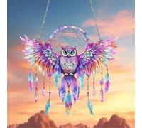 Shein Atrapasueños de estilo bohemio con búho - Atrapasol de vidrio colorido de 7.1"X8", sÃmbolos espirituales de búho coloridos, arte bohemio único, d
