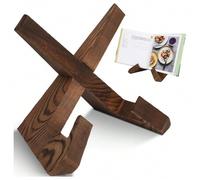 Shein Atril de libro de cocina hecho a mano, soporte rústico de madera estilo granja para libro de recetas, atril para libro de cocina para la encimera de l