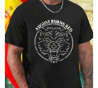 Shein AUGUST BURNS RED Camiseta Hombre Moda Rock Casual Alta Calidad Regalo Ideal Oferta Exclusiva Ropa Cómoda Estilo Urbano Promoción Especial