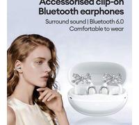 Shein Auriculares Bluetooth con clip de moda Lenovo RS106 con accesorio de auricular con lazo, efecto de sonido panorámico, canto, llamadas, cancelación de