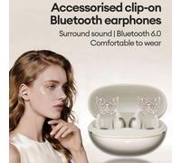 Shein Auriculares Bluetooth con clip de moda Lenovo RS106 con accesorio de auricular con mariposa, efecto de sonido panorámico, cancelación de ruido, baja l