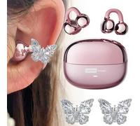 Shein Auriculares Bluetooth con clip Lenovo LE302 con pendientes de moda, sonido estéreo envolvente de ajuste abierto, audio direccional de música y juegos