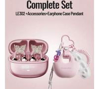 Shein Auriculares Bluetooth de moda Lenovo LE302 con accesorios de auriculares con mariposa y estuche protector, auriculares con clip con sonido envolvente,
