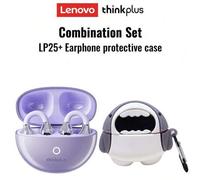 Shein Auriculares Bluetooth Lenovo LP25 con estuche protector, auriculares deportivos de conducción ósea, Bluetooth 5.4 ENC con cancelación de ruido, larga
