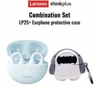 Shein Auriculares Bluetooth Lenovo LP25 con estuche protector, auriculares deportivos de conducción ósea, Bluetooth 5.4, sonido envolvente, cancelación de r