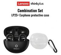Shein Auriculares Bluetooth Lenovo LP25 con estuche protector transparente, auriculares deportivos con gancho para la oreja, Bluetooth 5.4, cancelación de r