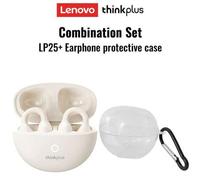 Shein Auriculares Bluetooth Lenovo LP25 con estuche protector transparente, auriculares intraurales deportivos con clip Bluetooth 5.4, cancelación de ruido