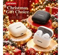 Shein Auriculares Bluetooth Lenovo True Wireless semi-in-ear, conexión Bluetooth 5.4, estuche de carga premium con textura de cuero, sensación de uso ultral