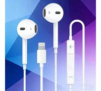 Shein Auriculares con cable EarPods con conector Lightning, compatibles con 14/13/12/11/XR/XS/X/8/7/SE/Pro/Pro Max, auriculares intrauditivos con cable, com