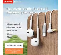 Shein Auriculares con cable Lenovo E05 con micrófono, auriculares intrauriculares con conector Type-C/3,5 mm, calidad de sonido estéreo Hi-Fi, auriculares p