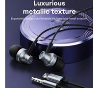 Shein Auriculares con cable Lenovo YF42, calidad de sonido HIFI con efecto estéreo, a prueba de ruido, cómodos, compatibles con teléfonos inteligentes, comp